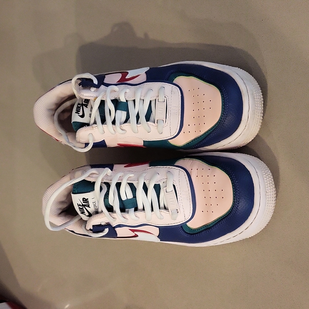 Nike Air Force 1 Low Shadow Mystic Navy Echo Pink Green Shoe Size 7